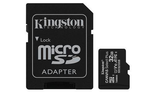 32GB MICROSDHC CANVAS SELECT 100R A1 C10 CARD + SD ADAPTER