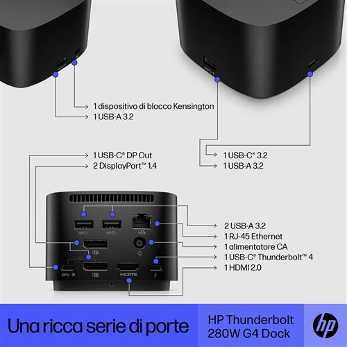 HP Thunderbolt Dock 280W G4 w/Combo Cable Cablato Thunderbolt 4 Nero