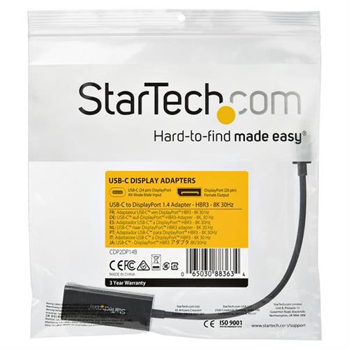 StarTech.com CDP2DP14B adattatore grafico USB 7680 x 4320 Pixel Nero