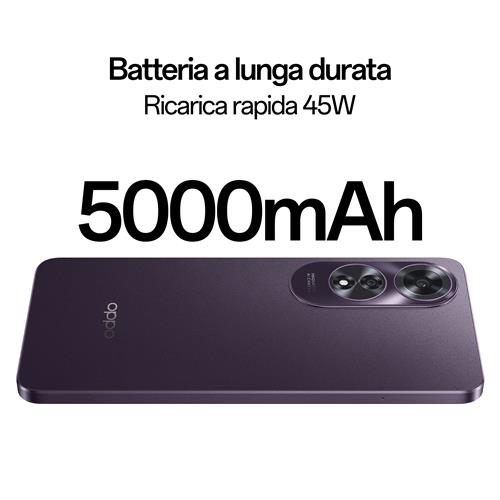 OPPO A60 Smartphone, AI Doppia Fotocamera 64+2MP, Selfie 8MP, Display 6.67” 90HZ AMOLED HD+, 5000mAh, RAM 8(Esp4GB/6GB/8GB)+ROM 256GB (esp1TB), IP65, Midnight Purple