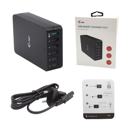 i-tec CHARGER6P52W Caricabatterie per dispositivi mobili Universale Nero AC Ricarica rapida Interno