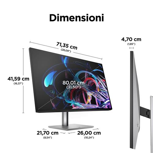 HP Z32k G3 4K USB-C Display Monitor PC 80 cm (31.5) 3840 x 2160 Pixel 4K Ultra HD LCD Nero, Argento