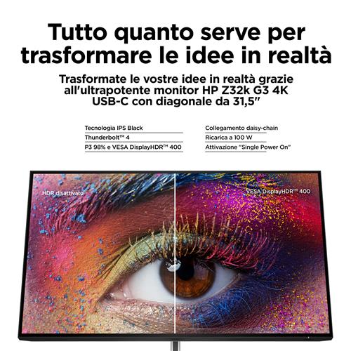 HP Z32k G3 4K USB-C Display Monitor PC 80 cm (31.5) 3840 x 2160 Pixel 4K Ultra HD LCD Nero, Argento