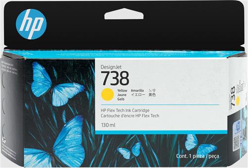 HP 738 130-ml Yellow DesignJet Ink Cartridge cartuccia d'inchiostro 1 pz Originale Resa standard