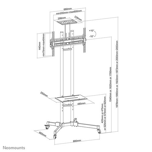 Neomounts PLASMA-M1700E Supporto per display espositivi 177,8 cm (70) Nero