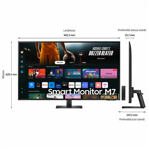 Samsung M70D Monitor PC 109,2 cm (43) 3840 x 2160 Pixel 4K Ultra HD LCD Nero