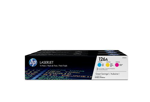 HP 126A 3-pack Cyan/Magenta/Yellow Original LaserJet Toner Cartridges cartuccia toner 3 pz Originale Ciano, Magenta, Giallo
