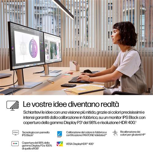 HP Series 7 Pro 27 inch QHD Thunderbolt 4 Monitor - 727pu Monitor PC 68,6 cm (27) 2560 x 1440 Pixel Quad HD LCD Nero