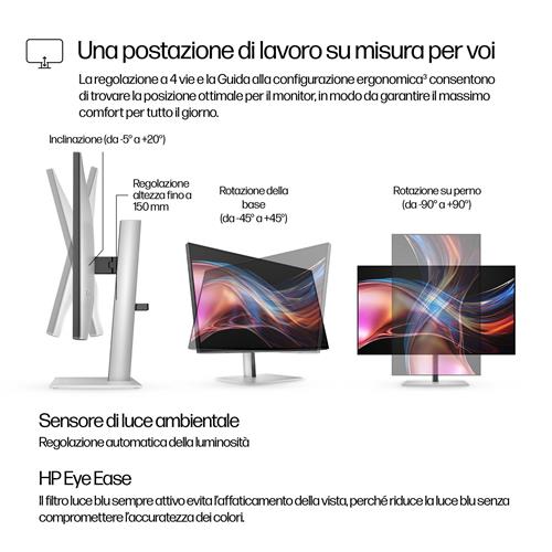HP Series 7 Pro 27 inch QHD Thunderbolt 4 Monitor - 727pu Monitor PC 68,6 cm (27) 2560 x 1440 Pixel Quad HD LCD Nero