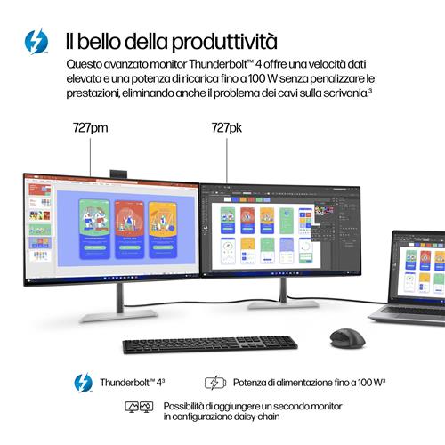 HP Series 7 Pro 27 inch 4K Thunderbolt 4 Monitor - 727pk Monitor PC 68,6 cm (27) 3840 x 2160 Pixel 4K Ultra HD LCD Nero