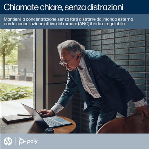 POLY Voyager Free 60+ UC Carbon Black Earbuds +BT700 USB-A Adapter +Touchscreen Charge Case Auricolare Wireless In-ear Musica e Chiamate USB tipo A Bluetooth Nero