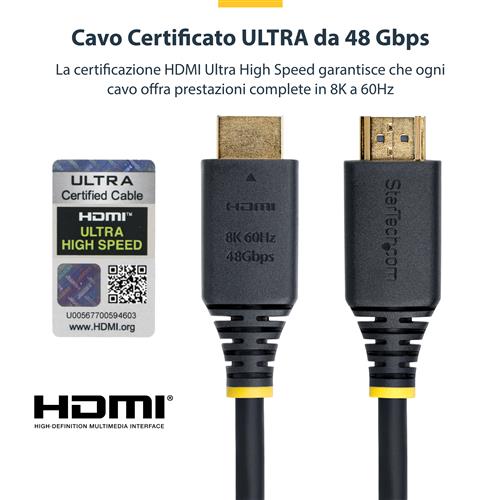 CAVO HDMI 2.1 8K 60HZ DA 1M CERTIFICATO AD ALTISSIMA VELOCIT