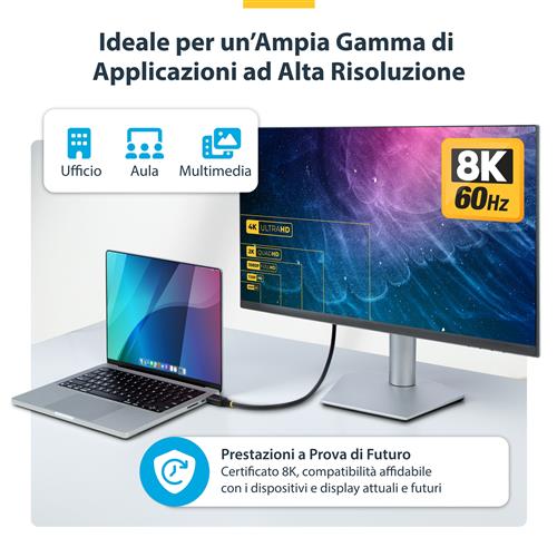 CAVO HDMI 2.1 8K 60HZ DA 50CM CERTIFICATO AD ALTISSIMA VELOCIT