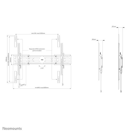 Neomounts WL30S-950BL19 Supporti a parete per TV 2,79 m (110) Nero