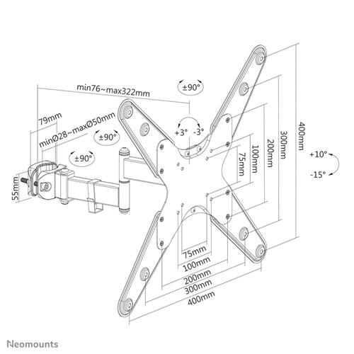 Neomounts FL40-450BL14 Supporto TV a parete 139,7 cm (55) Nero