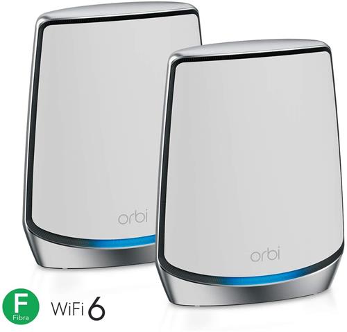 NETGEAR Orbi RBK852 AX6000 WiFi 6 Mesh System Banda tripla (2.4 GHz/5 GHz/5 GHz) Wi-Fi 6 (802.11ax) Grigio, Bianco 8 Interno