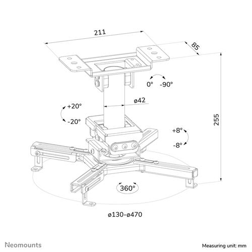 Neomounts CL25-530BL1 supporto per proiettore Nero