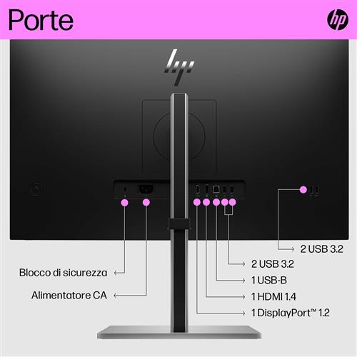 HP E27q G5 QHD Monitor Monitor PC 68,6 cm (27) 2560 x 1440 Pixel Quad HD LCD Nero, Argento