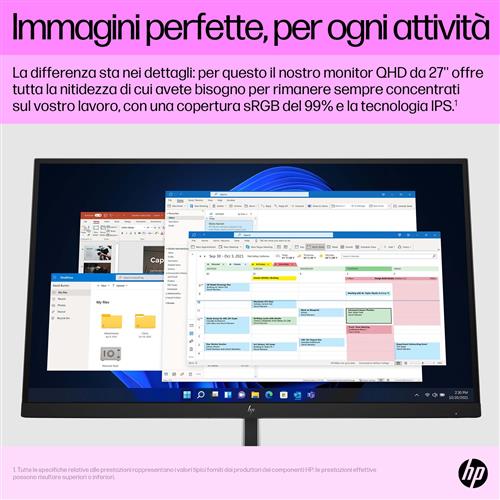 HP E27q G5 QHD Monitor Monitor PC 68,6 cm (27) 2560 x 1440 Pixel Quad HD LCD Nero, Argento