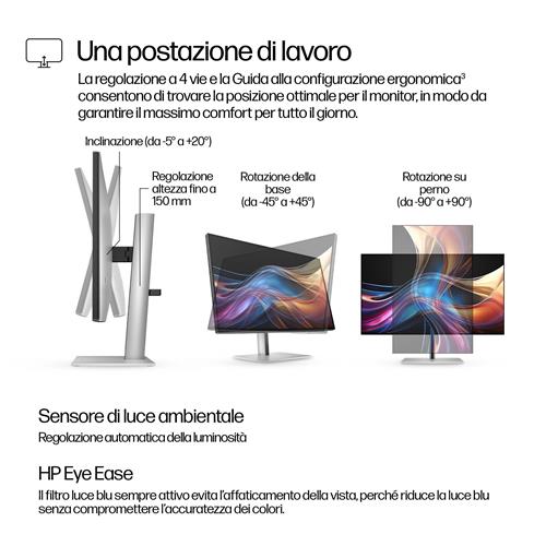 HP Series 7 Pro 27 inch QHD Monitor - 727pq Monitor PC 68,6 cm (27) 2560 x 1440 Pixel Quad HD LCD Nero
