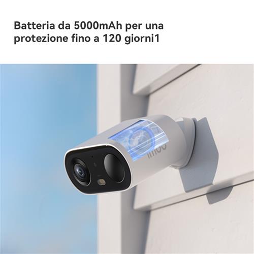 Imou Cell GO Full Color 2K (3MP) Telecamera Wi-Fi Esterno/Interno Batteria Senza Fili, ilevamento PIR/Umano, Visione Notturna a Colori, Audio Bidirezionale con Voce Personalizzata, IP65