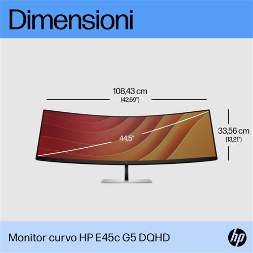 HP E45c G5 DQHD Curved Monitor Monitor PC 113 cm (44.5) 5120 x 1440 Pixel Dual QHD LCD Nero