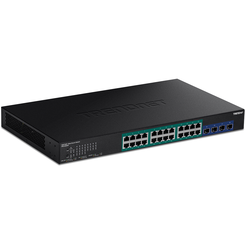Trendnet TPE-30284 switch di rete Gestito L2/L4 Gigabit Ethernet (10/100/1000) Supporto Power over Ethernet (PoE) 1U Nero