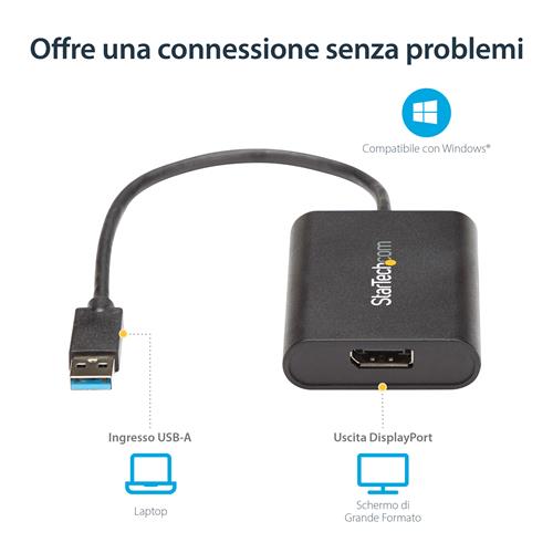 StarTech.com USB32DPES2 adattatore grafico USB 3840 x 2160 Pixel Nero