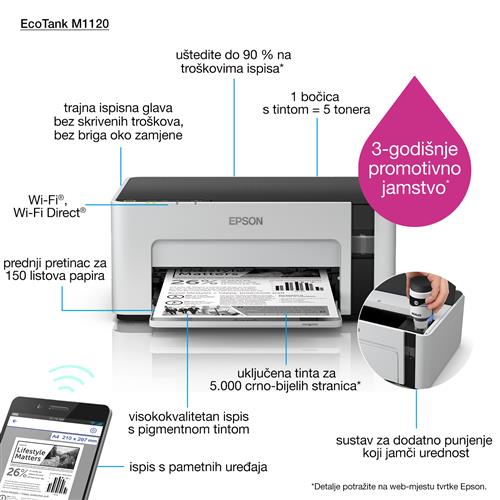 Epson EcoTank ET-M1120 stampante a getto d'inchiostro 1440 x 720 DPI A4 Wi-Fi