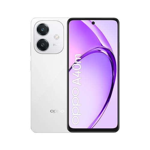 OPPO A40M Smartphone, Fotocamera AI 50MP, Selfie 5MP, Display 6.67” 90HZ LCD HD+, 5100mAh, RAM 16 GB (8+8) + ROM 256GB, IP54, [Versione Italia], Starlight White