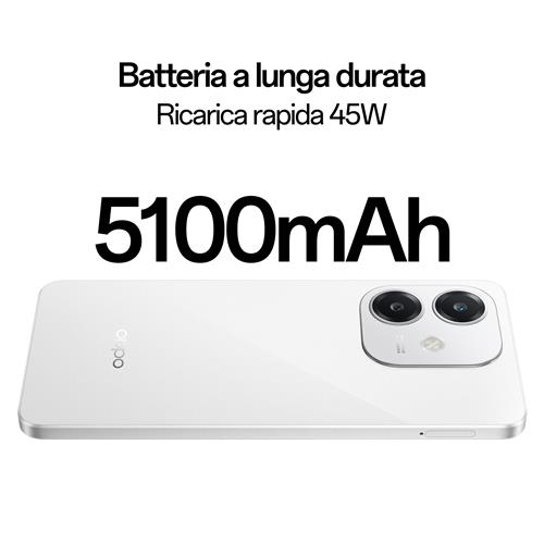 OPPO A40M Smartphone, Fotocamera AI 50MP, Selfie 5MP, Display 6.67” 90HZ LCD HD+, 5100mAh, RAM 16 GB (8+8) + ROM 256GB, IP54, [Versione Italia], Starlight White