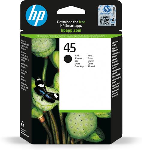 HP 45 Large Black Original Ink Cartridge cartuccia d'inchiostro 1 pz Resa elevata (XL)