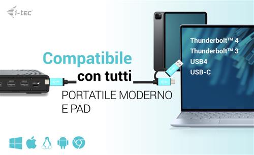 i-tec C31TRIPLE4KDOCKPD replicatore di porte e docking station per laptop Cablato USB 3.2 Gen 1 (3.1 Gen 1) Type-C Nero