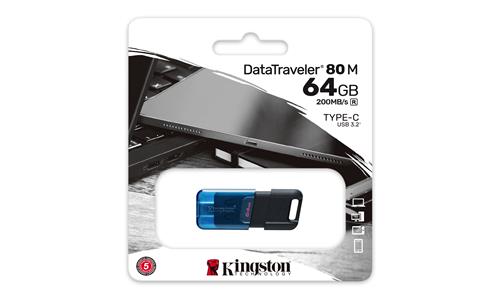 Kingston Technology DataTraveler 80 M unità flash USB USB tipo-C 3.2 Gen 1 (3.1 Gen 1) Nero, Blu
