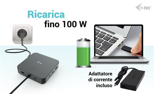 i-tec C31TRI4KDPDPRO100 replicatore di porte e docking station per laptop Cablato USB 3.2 Gen 1 (3.1 Gen 1) Type-C Nero