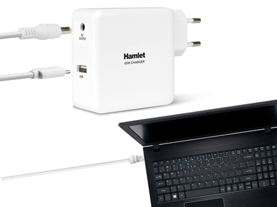 Hamlet Notebook Charger alimentatore universale da 65w per notebook e dispositivi mobili