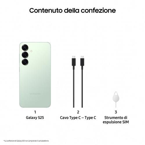 Samsung Galaxy S25 Smartphone AI, Display 6.2'' FHD+ Dynamic AMOLED 2X, Fotocamera 50MP, RAM 12GB, 128GB, 4.000 mAh, Mint