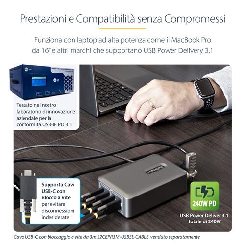 CARICATORE USB-C A 4 PORTE 240 W TOTALI 1X PORTA 140 W EPR