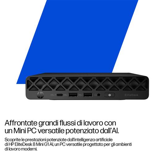 HP EliteDesk 8 Mini G1i AI Wolf Pro Security Edition Intel Core Ultra 7 265T 16 GB DDR5-SDRAM 512 GB SSD Windows 11 Pro Mini PC AI PC Nero