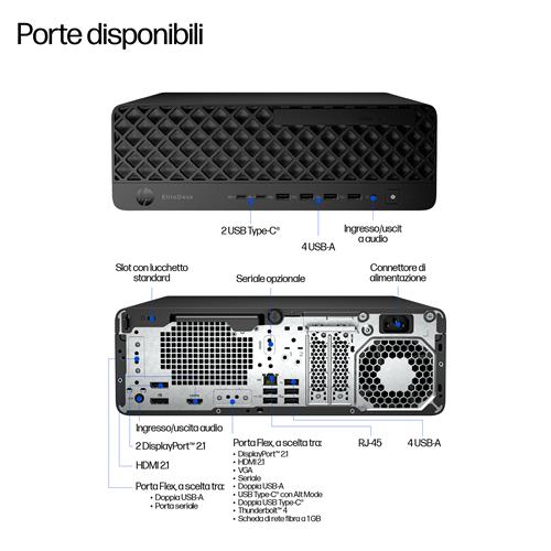 HP EliteDesk 8 G1i Wolf Pro Security Edition Intel Core Ultra 9 285 32 GB DDR5-SDRAM 1 TB SSD Windows 11 Pro SFF PC AI PC Nero
