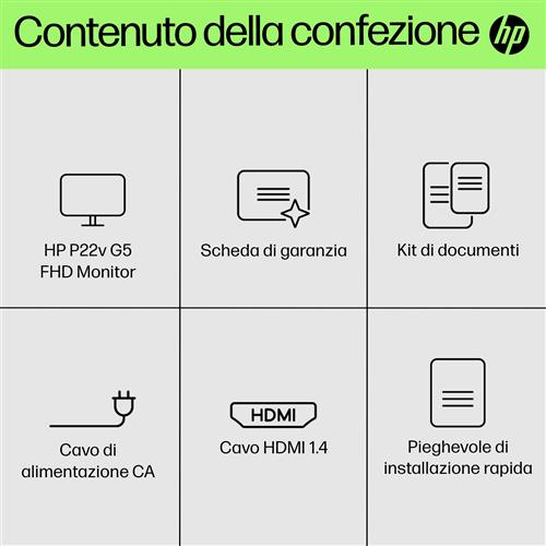 HP P22v G5 FHD Monitor Monitor PC 54,5 cm (21.4) 1920 x 1080 Pixel Full HD LCD Nero