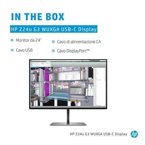 HP Z24u G3 WUXGA USB-C Display Monitor PC 61 cm (24) 1920 x 1200 Pixel LED Argento
