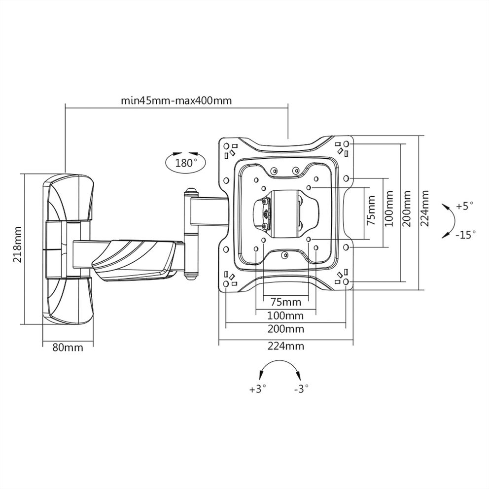 VALUE 17.99.1143 Supporto TV a parete Nero
