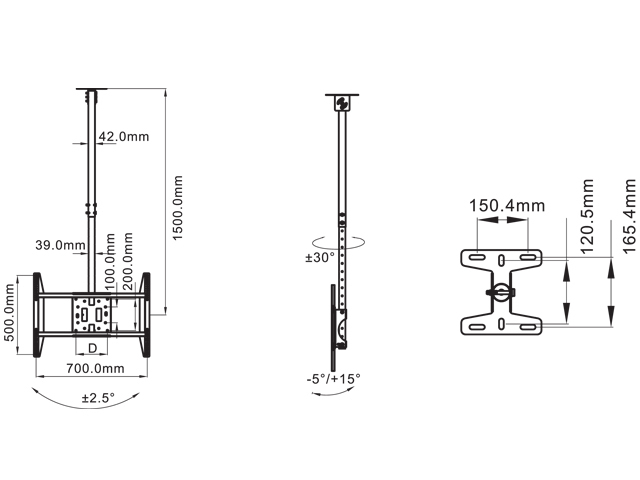 ITB MB5484 Supporto TV a parete 190,5 cm (75