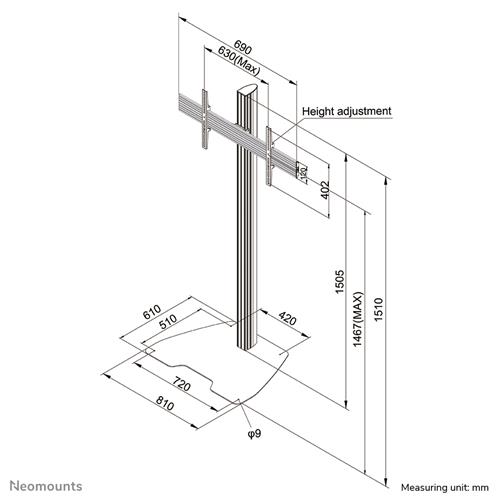 Neomounts NMPRO-S1 Supporto per display espositivi 190,5 cm (75) Nero