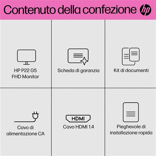 HP P22 G5 FHD Monitor Monitor PC 54,6 cm (21.5) 1920 x 1080 Pixel Full HD LCD Nero