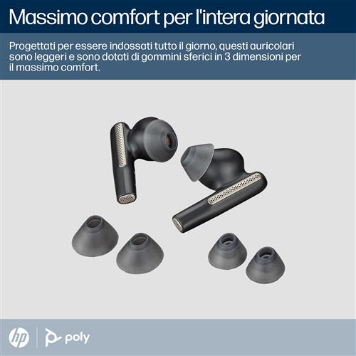 POLY Voyager Free 60+ UC Carbon Black Earbuds +BT700 USB-A Adapter +Touchscreen Charge Case Auricolare Wireless In-ear Musica e Chiamate USB tipo A Bluetooth Nero