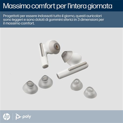 POLY Voyager Free 60+ UC White Sand Earbuds +BT700 USB-A Adapter +Touchscreen Charge Case Auricolare Wireless In-ear Musica e Chiamate USB tipo A Bluetooth