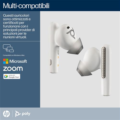 POLY Voyager Free 60+ UC White Sand Earbuds +BT700 USB-A Adapter +Touchscreen Charge Case Auricolare Wireless In-ear Musica e Chiamate USB tipo A Bluetooth