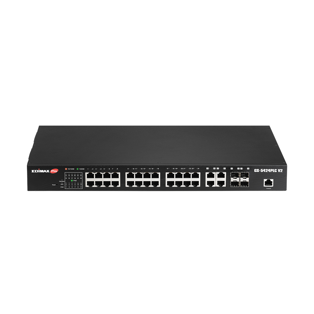 Edimax GS-5424PLC V2 switch di rete Gestito Gigabit Ethernet (10/100/1000) Supporto Power over Ethernet (PoE) 1U Nero